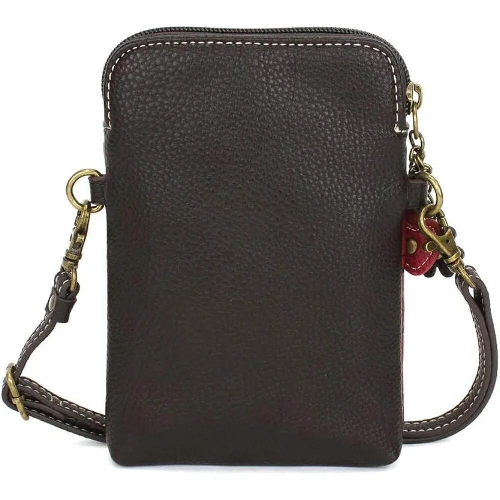 Vegan Leather Crossbody Cell Phone Bag with Adjustable Strap for Women
